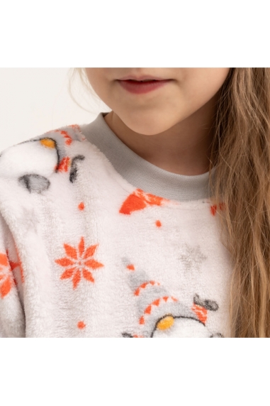 Піжама для дівчинки Гноми рожевий велсофт - 1