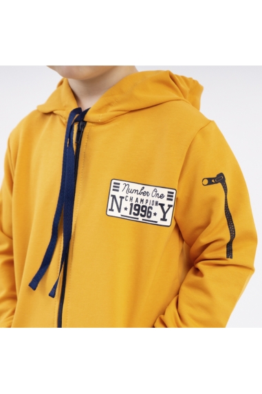 Куртка легка з капюшоном гірчичний двонитка - 1