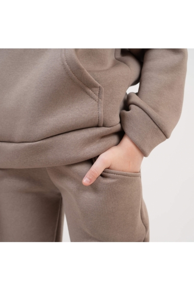 Теплий костюм для хлопчика бежевий тринитка на флісі - 2