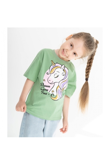 Футболка для дівчинки олива кулір