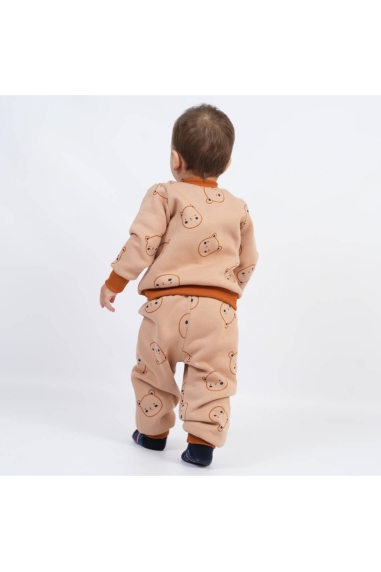 Костюм для малят Ведмедики бежевий тринитка на флісі - 1