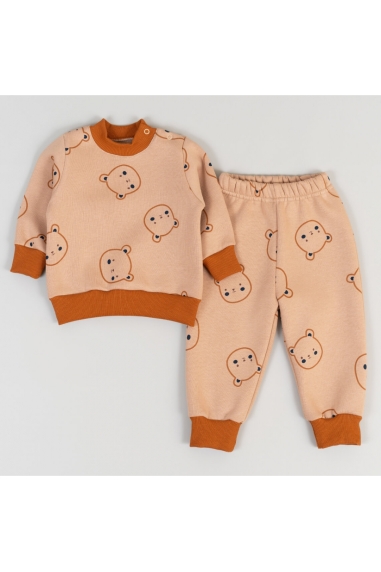 Костюм для малят Ведмедики бежевий тринитка на флісі - 2