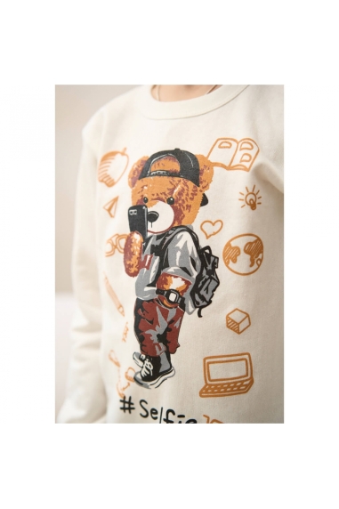 Піжама для хлопчика Ведмедик молочний блакитний начіс(футер) - 2