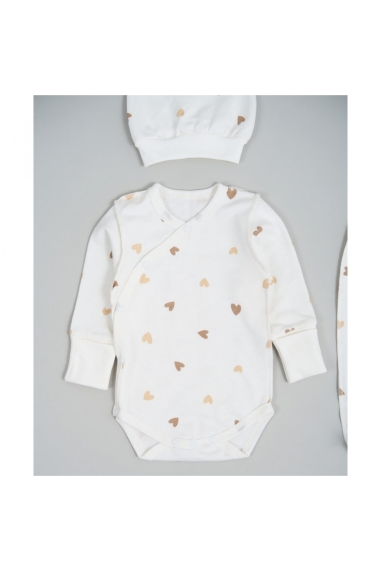 Комплект для новонароджених"Серце" молочний начіс (футер) - 2