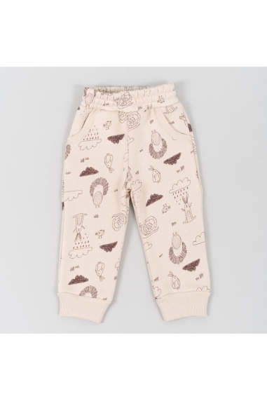 Теплі штанці для малят Лісові Звірята молочний тринитка на флісі