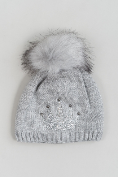 Шапка на флісі для дівчинки мишиний в'язка