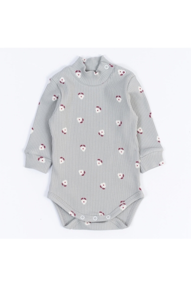 Боді для дівчинки Квіточка сірий рубчик преміум