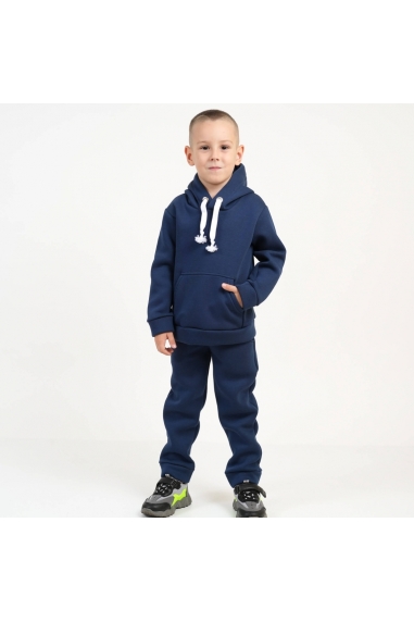 Теплий костюм для хлопчика темно-синій тринитка на флісі