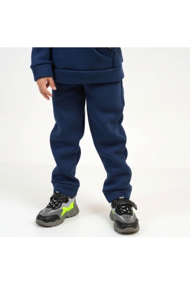 Теплий костюм для хлопчика темно-синій тринитка на флісі - 3