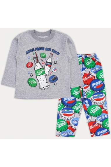 Піжама для хлопчика Кола сірий начіс (футер) - 1