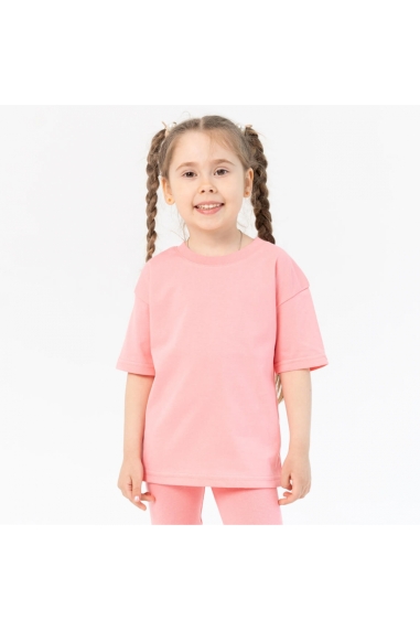 Футболка оверсайз для дівчинки кораловий кулір