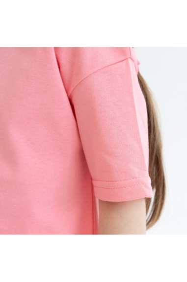 Футболка оверсайз для дівчинки кораловий кулір - 1