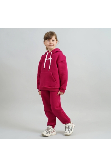 Теплий костюм для дівчинки ягідний тринитка на флісі