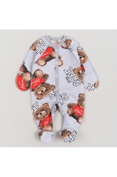 Сліп для новонароджених Ведмедики сірий начіс високої якості(футер)