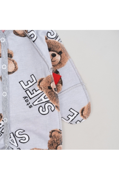 Сліп для новонароджених Ведмедики сірий начіс високої якості(футер) - 2