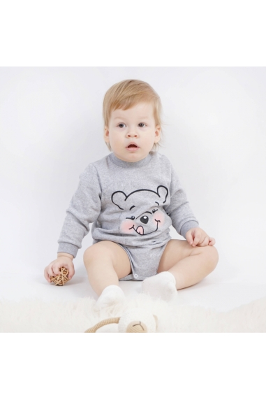 Боді для малюків Ведмежатко сірий начіс (футер) - 1