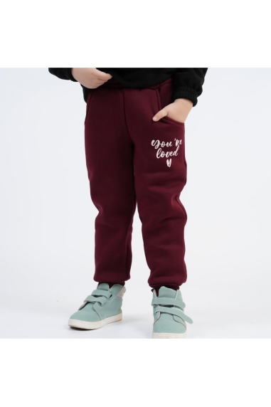 Штани для дівчинки бордо тринитка на флісі