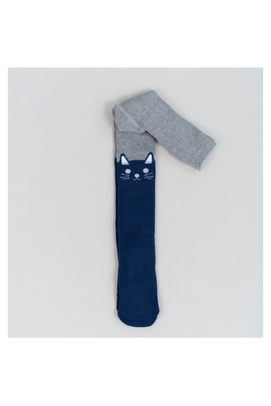 Колготки для дівчинки сіро-сині махра