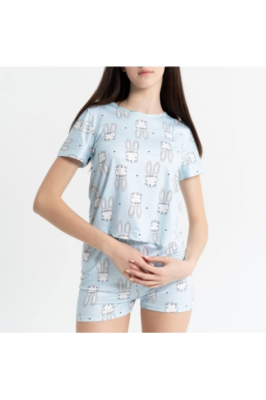Піжама жіноча блакитний стретч-кулір - 2