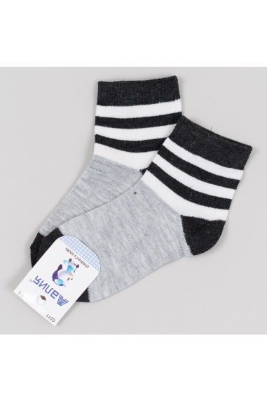 Шкарпетки для хлопчика сірий-чорний бавовна