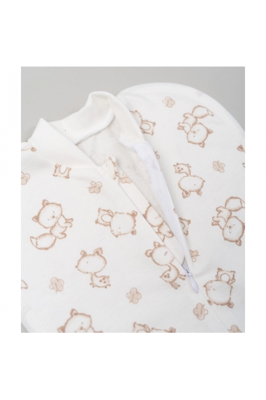Пелюшка-кокон з шапочкою Звірята молочний начіс - 1