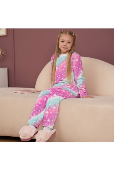Піжама для дівчинки Зірки різнокольоровий велсофт