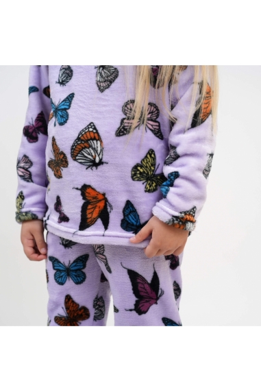Піжама для дівчинки  Метелики бузковий велсофт - 2