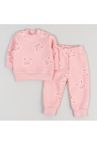 Костюм для дівчаток Зайчата рожевий тринитка на флісі