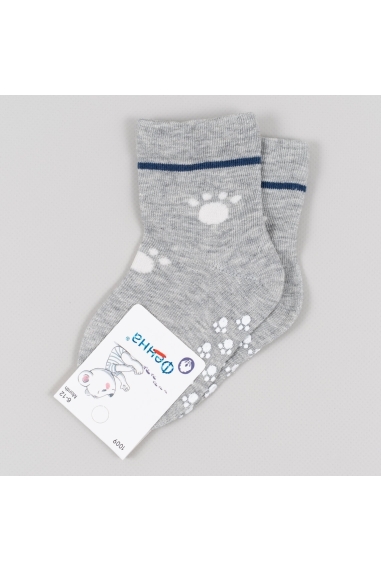 Шкарпетки з антиковзанням для малят сірий бавовна