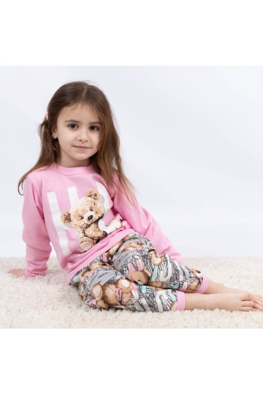 Піжама  для дівчинки Ведмедик рожевий начіс(футер)