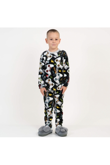 Піжама для хлопчика Джойстики чорний велсофт