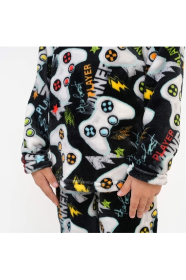 Піжама для хлопчика Джойстики чорний велсофт - 1