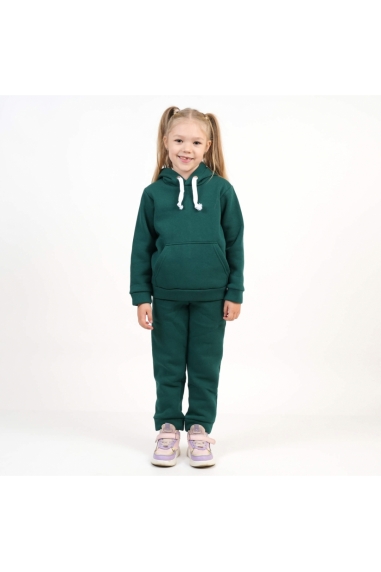 Теплий костюм для дівчинки смарагдовий тринитка на флісі