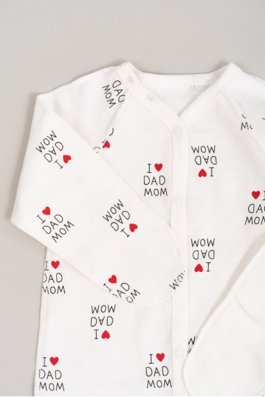 Комплект для новонародених Люблю маму, тата молочний начіс (футер) - 2