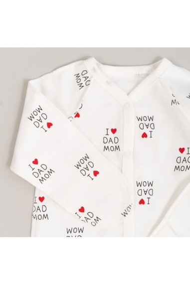 Комплект для новонародених Люблю маму, тата молочний начіс (футер) - 3