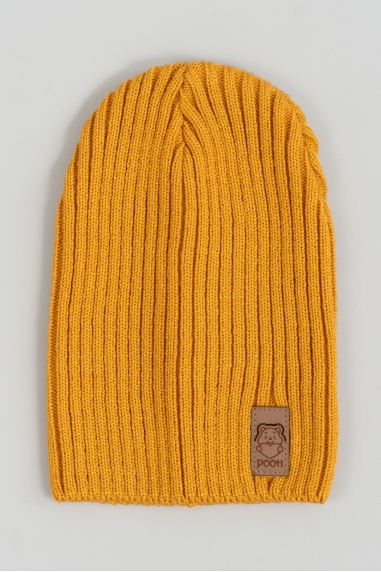 Шапка для хлопчика гірчичний в'язка