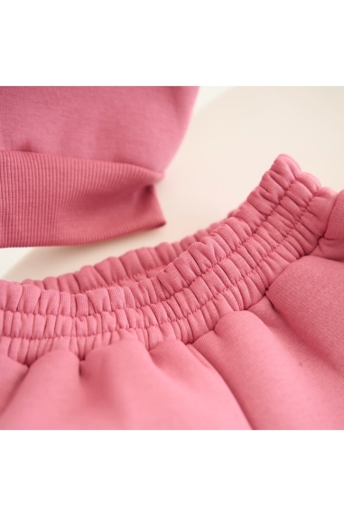 Костюм теплий для дівчинки рожевий тринитка на флісі - 2