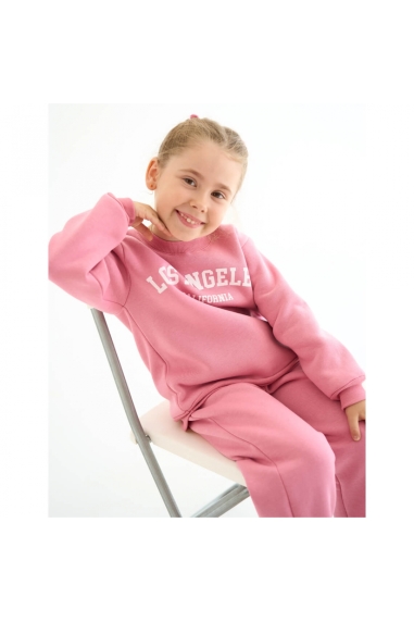 Костюм теплий для дівчинки рожевий тринитка на флісі - 3