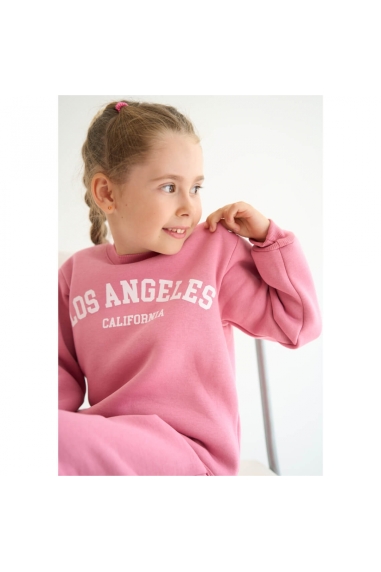 Костюм теплий для дівчинки рожевий тринитка на флісі - 4