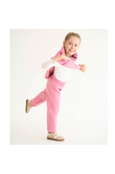 Костюм теплий для дівчинки рожевий тринитка на флісі - 7