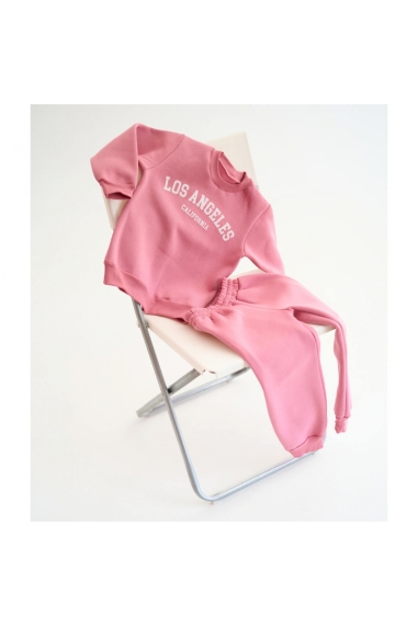 Костюм теплий для дівчинки рожевий тринитка на флісі - 9