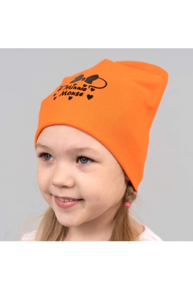 Шапка подвійна  для дівчинки Міні помаранчевий стретч