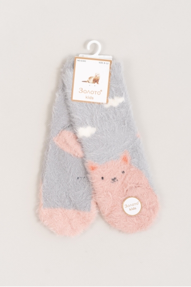 Шкарпетки пухнасті для дівчинки свіло-сірий ангора