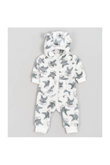 Комбінезон для малят Зайченята білий велсофт