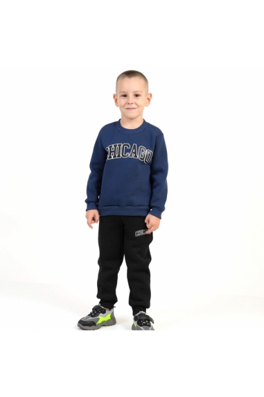 Костюм теплий для хлопчика індиго тринитка на флісі