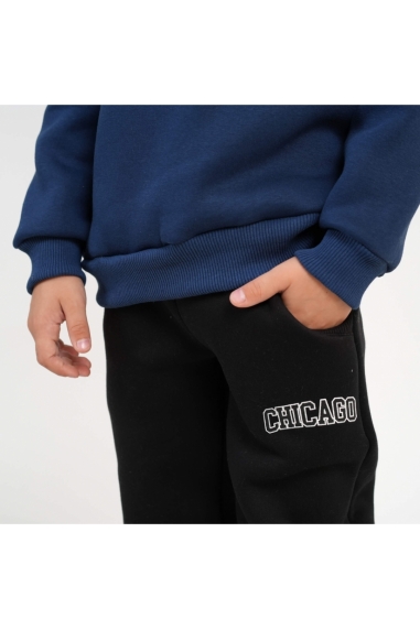 Костюм теплий для хлопчика індиго тринитка на флісі - 2