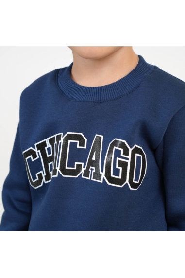 Костюм теплий для хлопчика індиго тринитка на флісі - 3