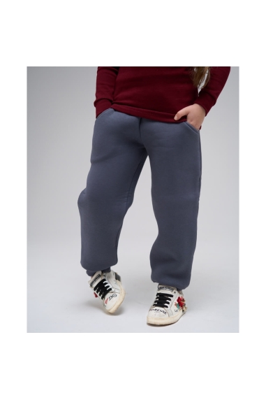 Теплі штанці для дівчинки графіт тринитка на флісі