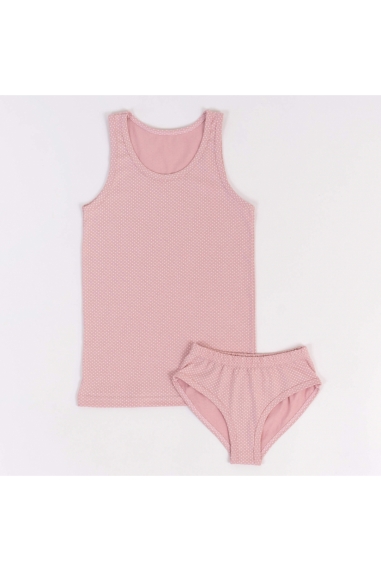 Комплект білизни  для дівчинки в горошок рожевий кулір - 2