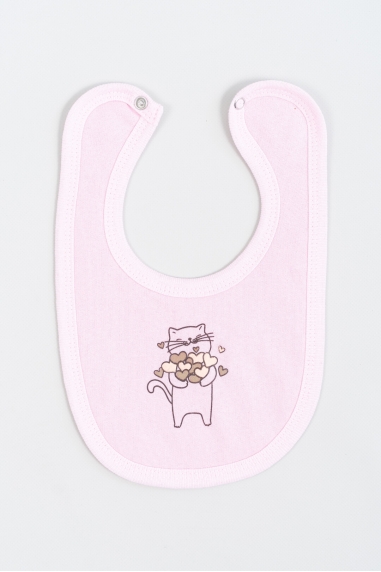Слинявчик дитячий Котик світло рожевий начіс (футер)